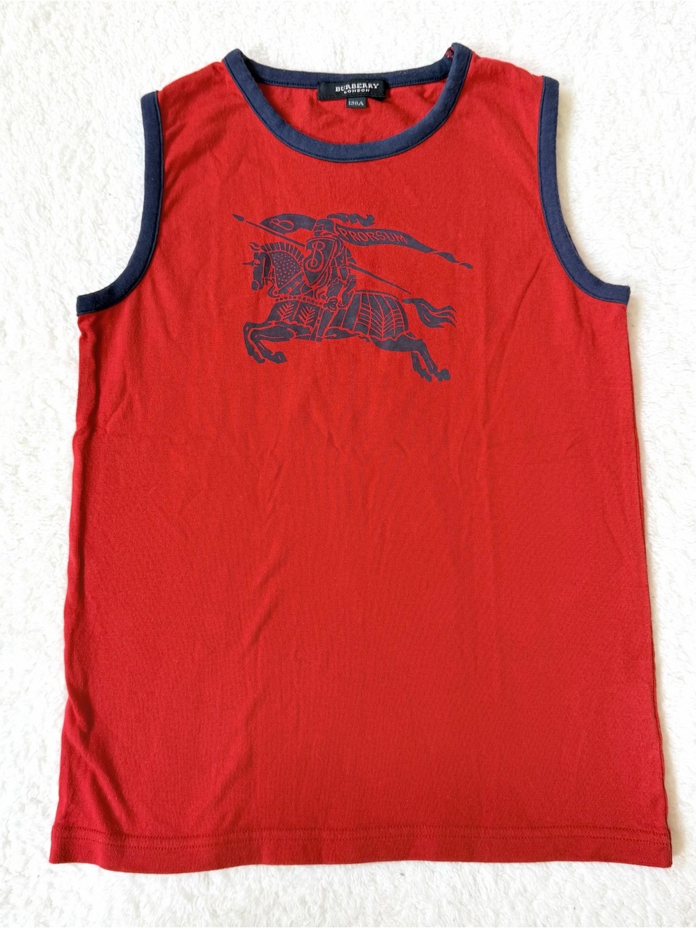 Burberry Boys 130cm Size 8 Tops Tank top Red Horse Authentic Nova Check Cotton